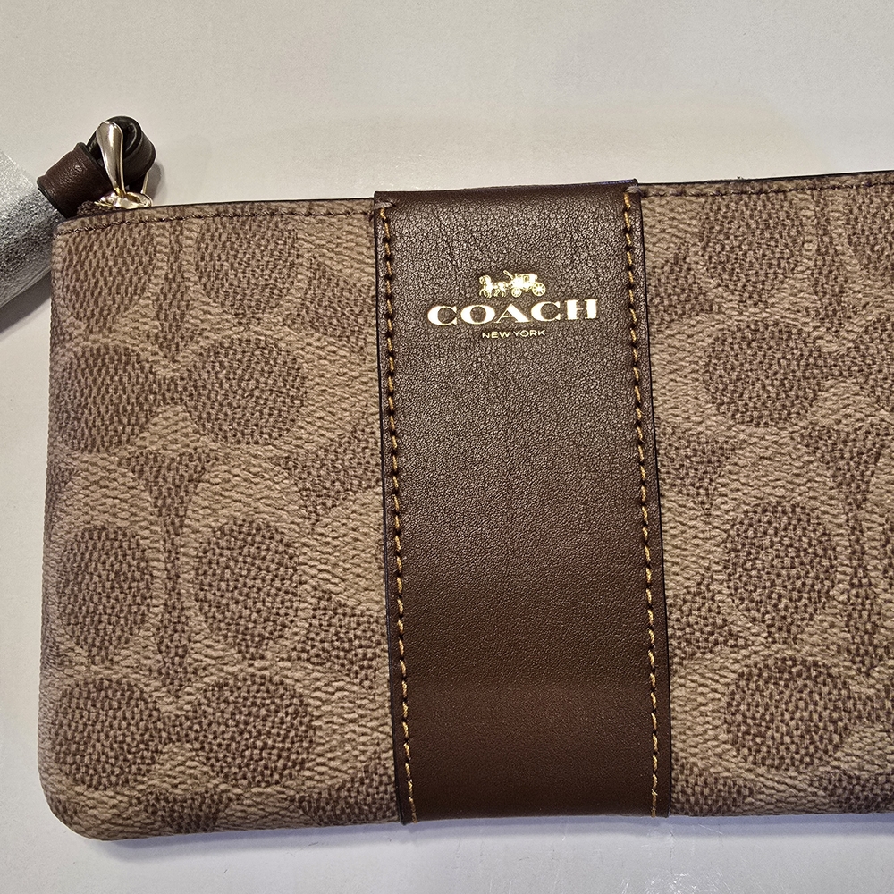 Coach Brown and Tan Wristlet
